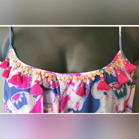 Lilly Pulitzer L Multicolor Silk Dress Resortwear Tomato Girl Quiet Luxury - Picture 7 of 7